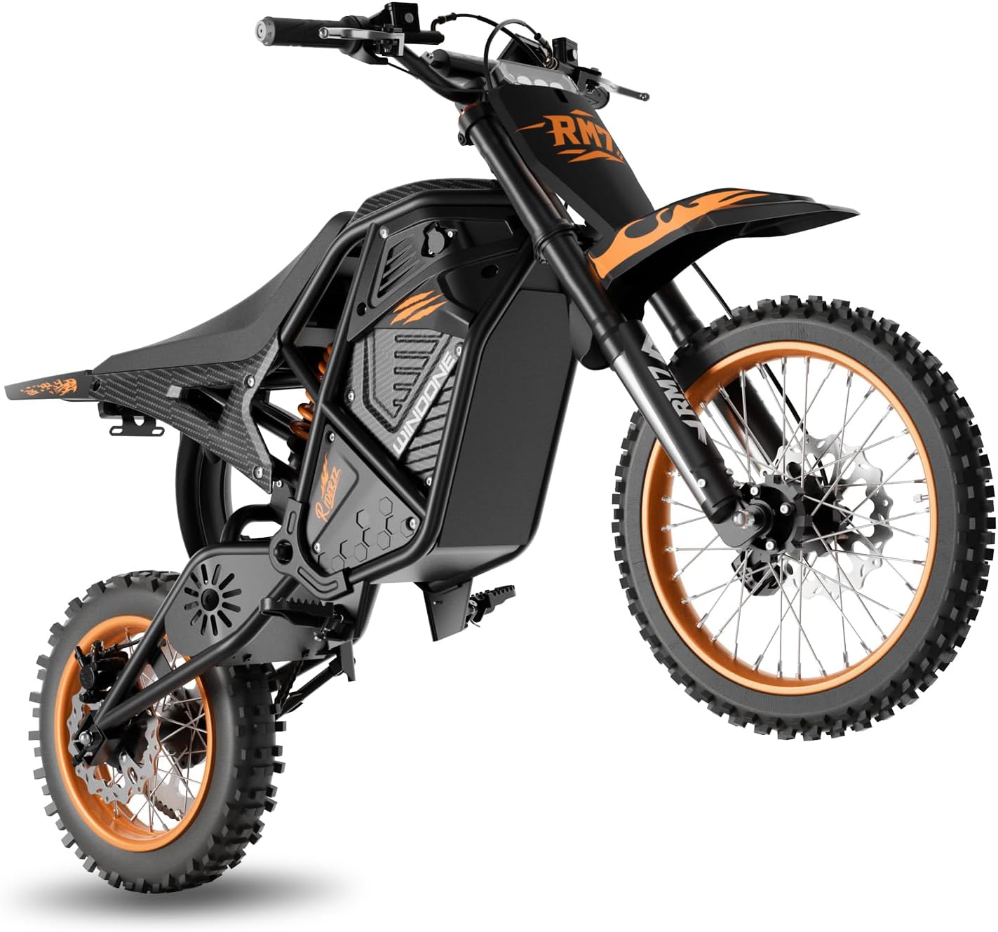 Windone RM7 Electric Dirt Bike for Teens Adults Age 13+, 2200W Peak Ebike, 48V 22.5Ah Up to 37MPH & 45-Mile Electric Motorcycle, 14"/12" Off-Road Tire E-Bike, Dual Hydraulic Brakes, Full Suspension