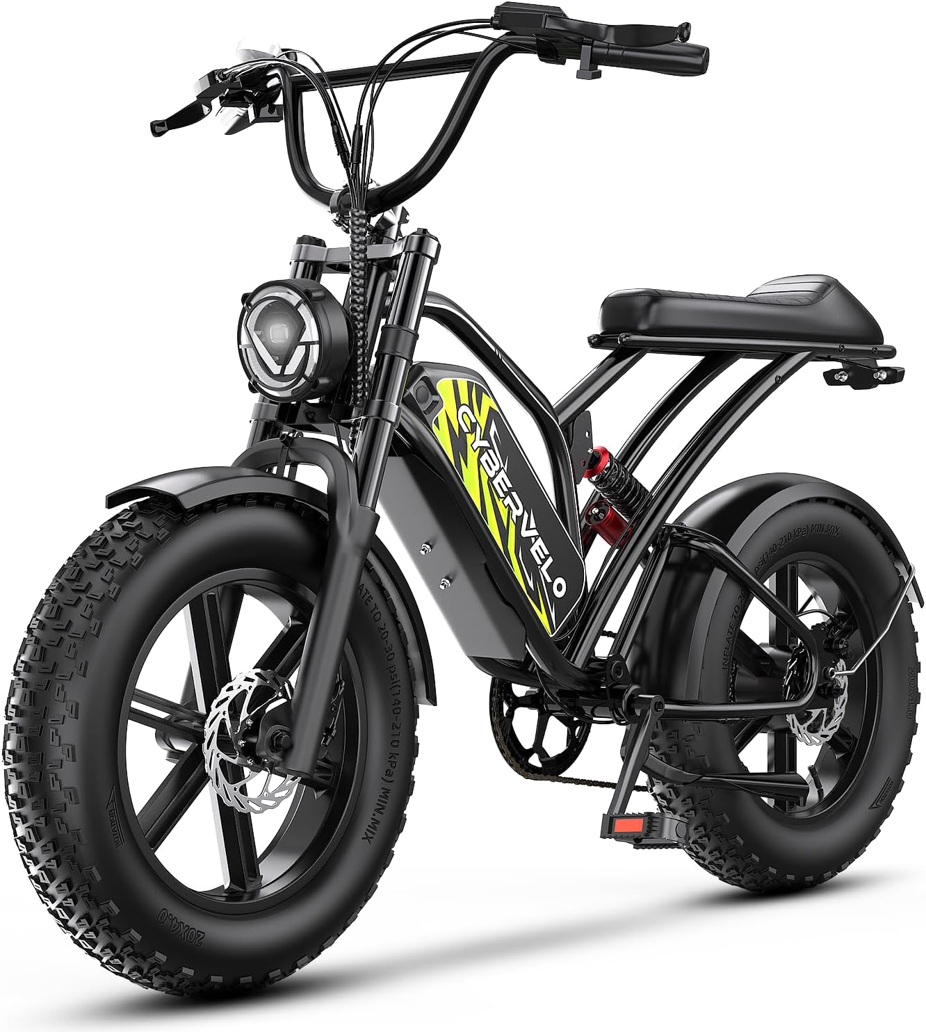 Electric Bike for Adults 1500W Peak 20" Fat Tire All-Terrain E-Bike 80 Miles 30MPH Electric Dirt Bike for Road Sand Mountain Snow - 48V 20/30AH Battery Powered Electric Motorcycle