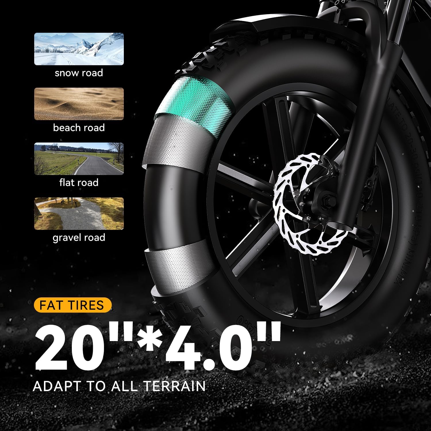 Electric Bike for Adults 1500W Peak 20" Fat Tire All-Terrain E-Bike 80 Miles 30MPH Electric Dirt Bike for Road Sand Mountain Snow - 48V 20/30AH Battery Powered Electric Motorcycle