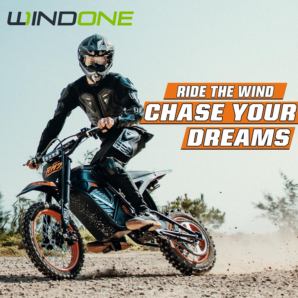 Windone RM7 Electric Dirt Bike for Teens Adults Age 13+, 2200W Peak Ebike, 48V 22.5Ah Up to 37MPH & 45-Mile Electric Motorcycle, 14"/12" Off-Road Tire E-Bike, Dual Hydraulic Brakes, Full Suspension