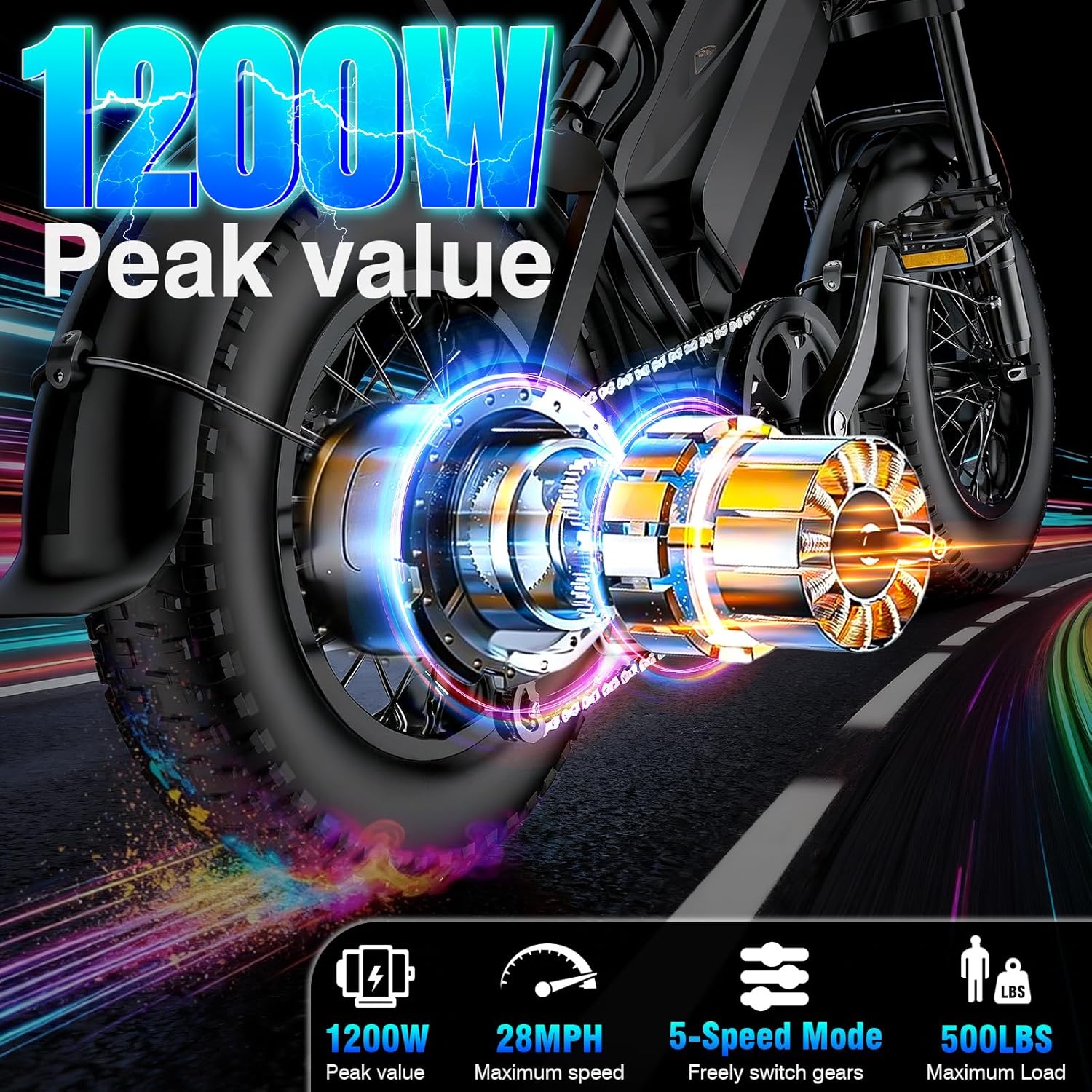 Heavy-Duty Foldable Electric Bike for Adults with 7-Shock Suspension, 500+ lbs Capacity, 740W Motor, 25MPH, 720Wh Battery, 20 Mile Range, 14“ Fat Tires Commuter Electric Bicycles for Road & Mountain